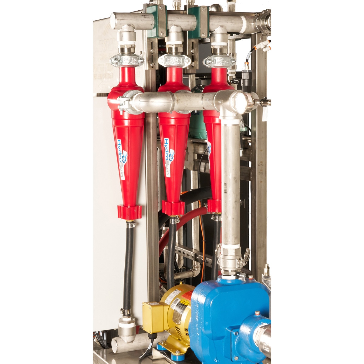 close view of red HydroCyclones